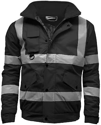 Buy Mens Premium Hi Vis Bomber Jacket Hi Viz Waterproof Workwear Coat  • 27.95£
