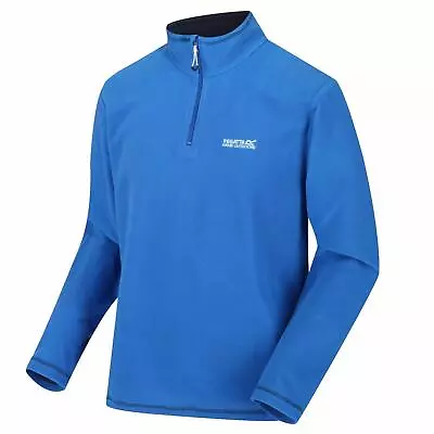 Buy Regatta Mens Thompson Half Zip Micro Fleece Top Pullover Jacket - Black & Navy • 8.99£