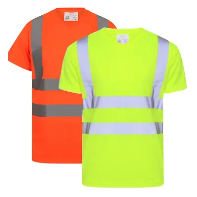 Buy Hi Vis Viz V-Neck T-Shirt High Visibility Safety Securtiy Workwear Top Tee S-5XL • 10.99£