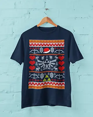 Buy Funny Christmas Retro Gaming T Shirt Zelda Triforce Gamer Xmas Gift Idea Classic • 14.95£