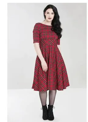 Buy HELL BUNNY Irvine~RED PLAID DRESS~~NEW~RETRO Checks~TARTAN 3x 3xl New • 85.05£