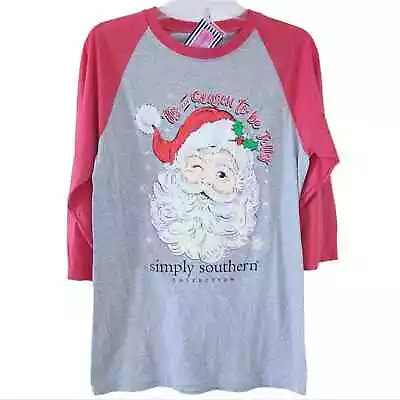 Buy NEW Simply Southern Christmas Santa Raglan Shirt Small Women Top Holiday • 23.44£