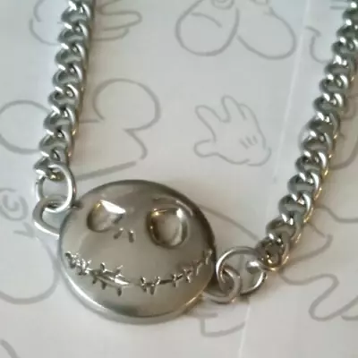 Buy Jack Skellington Choker Adjustable Necklace Silver Tone Link Chain Disney NBC • 20.78£