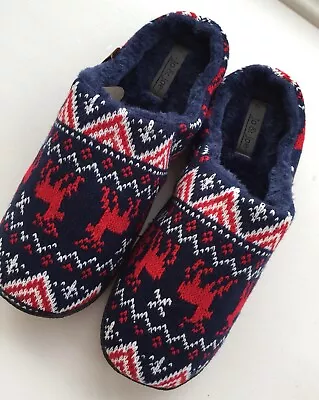 Buy Jo & Joe Mens Knitted Slippers Size UK 12 Bn Boxed • 24.99£