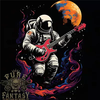 Buy Space Gig An Astronaut Palying Electric Guitar Mens T-Shirt 100% Cotton • 10.75£