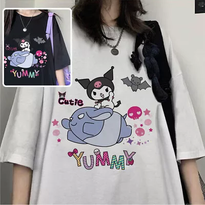 Buy Sanrio Kuromi T-Shirt Anime Kawaii Tee Shirt Lady Girls Crew Neck Loose Tops New • 12.79£