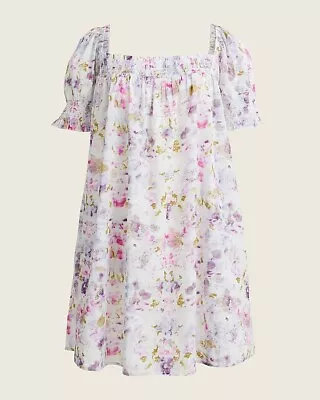 Buy NWT Flora Obscura J. Crew Cotton Floral Puff-Sleeve Dress Womens Size Large • 54.81£