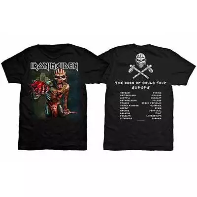 Buy IRON MAIDEN - Unisex T- Shirt - Book Of Souls European Tour V 1 - Black  Cotton • 18.99£