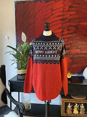 Buy Fair Isle Christmas Jumper Women’s Size L Merry And Bright • 19.99£