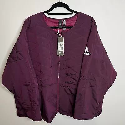 Buy Adidas Women’s Burgundy Padded Jacket Size UK 28-30 Oversized Full Zip  • 54.99£