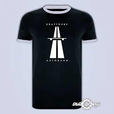 Buy KRAFTWERK Tribute  AUTOBAHN RETRO TECHNO Mens T-shirt Ringer Black • 12.95£