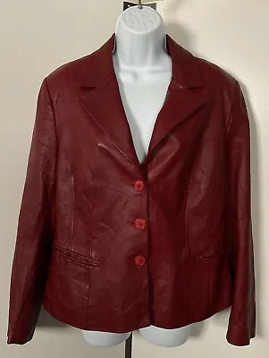 Buy Giorgio Cuirs Dark Red Leather Jacket Made In France 48 Button Up • 289.53£