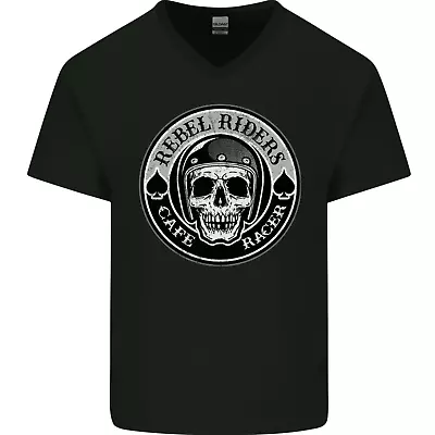 Buy Rebel Cafe Racer Biker Motorbike Motorcycle Mens V-Neck Cotton T-Shirt • 8.99£