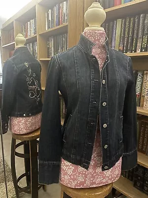 Buy Whistles Embroidered Denim Jacket, Butterfly & Hearts Floral Sequin Size 12 • 26£