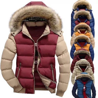 Buy Bubble Padded Mens Fur Hooded Coat Winter Warm Thick Puffer Parka Quilted Jacket • 33.86£