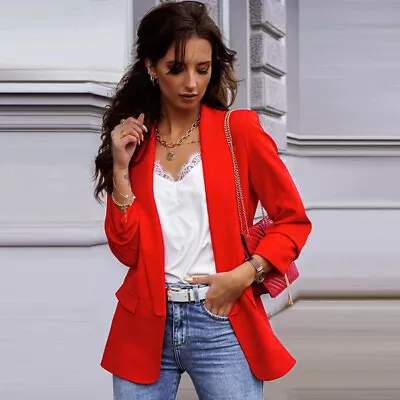 Buy Ladies Casual Long-sleeved Formal Jacket Top Collared Suit Slim Elegant Daily • 11.89£