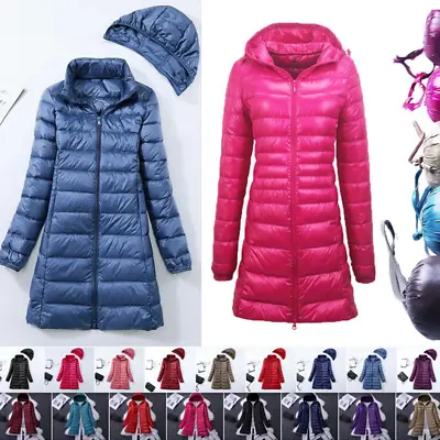 Buy NEW Women's 90% Duck Down Jacket Ultralight Long Hooded Coat Or Remove Cap Coat • 34.42£