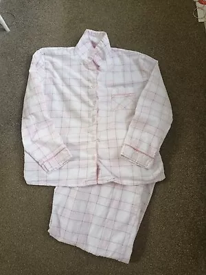 Buy Jeff And Co Women’s Pink/white Check Fleece Pyjama Set Size 12/14 Used • 4£