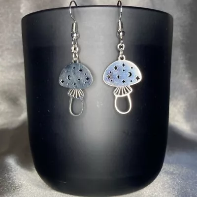 Buy Handmade Silver Mushroom Earrings Gothic Gift Jewellery Fashion Accessory • 4.50£