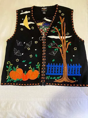 Buy Vintage Designer Originals Studio Boo! Halloween Sweater Vest Size XL • 23.68£