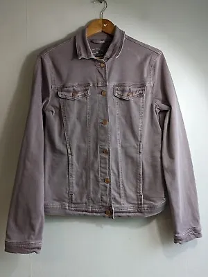 Buy Ladies Denim Jacket Size L Approx UK 12 14 Purple Jean Relaxed Trucker Festival • 12.99£
