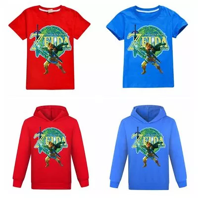 Buy Kids The Legend Of Zelda Hooded Children's Short Sleeve Cool Tee Top Pullover • 12.49£