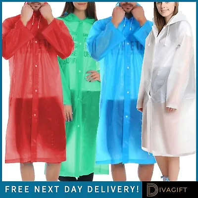Buy Raincoat Waterproof Adult Ladies Mens Festival Camping Hiking Hooded Rain Coat • 3.49£