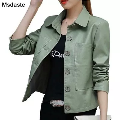 Buy Women's Stylish Single Breasted PU Leather Jacket • 62.79£