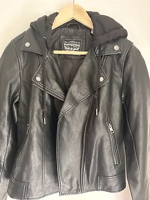 Buy Levi's Women's Faux Leather Motorcycle Jacket Black Hooded Classic (S) • 39.99£
