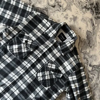Buy Checkered Plaid Tartan Fleece Jacket Shirt Check Shacket Sherpa Inner Chore M • 29.99£