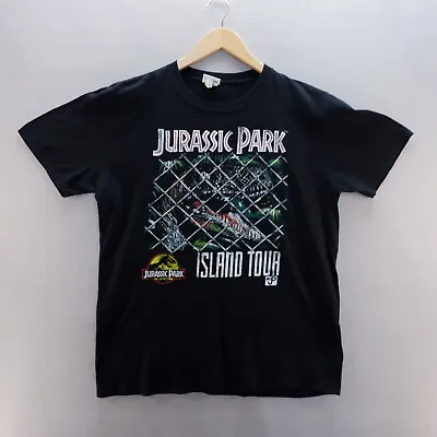 Buy Jurassic World T Shirt Large Black Graphic Print Island Tour Short Sleeve Cotton • 9.02£