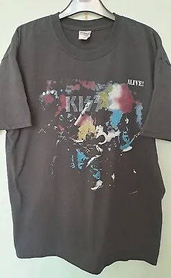 Buy Kiss (alive) Black T-shirt Size Large With Motif Front & Back • 15£