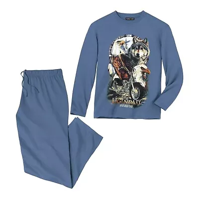 Buy Atlas For Men Mens Legendary Wolf Long Pyjama Set AF527 • 19.13£