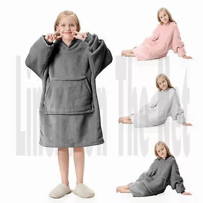 Buy Kids Childrens Hoodie Blanket Oversized Plush Flannel Hooded Sweatshirt • 7.99£