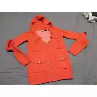 Buy DC SHOES Vintage Full Zip Hooded Sweatshirt Hoody Jacket Orange Pockets Women XS • 23.80£