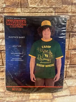 Buy Stranger Things T- Shirt Dustin Camp Knowhere Small Green Ringer Adult M/L  Up42 • 17.36£