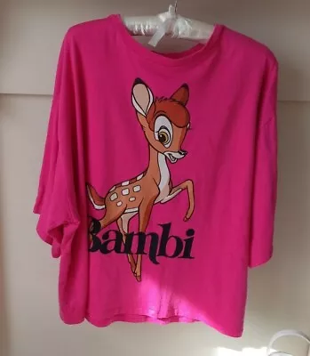 Buy Ladies TU Disney Bambi Pink Loose Boxy Fit T-Shirt Size 22 • 5.99£