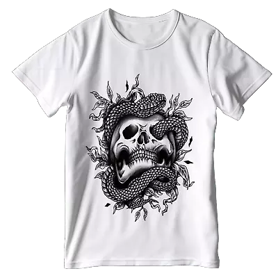 Buy Snake Skull T-shirt Casual Design Printed T-shirt Tee Mens Womens Top • 13.49£