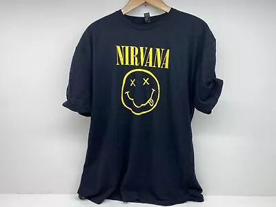Buy New Nirvana Official Smiley T-Shirt 'XL' Black Nevermind Short Sleeve Tee Unisex • 13.99£