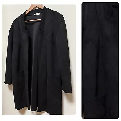Buy Les Amis Black Faux Suede Open Front Pocket Longline Jacket See Description M • 5.92£