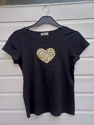 Buy Black T Shirt By May Shining Star. Animal Print Heart With Love You Stitched On • 3.99£