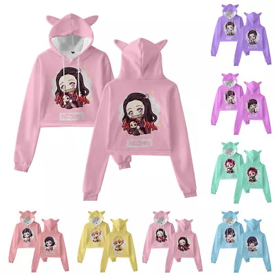 Buy Womens Girls Demon Slayer Hoodies Sweatshirt Pullover Hooded Casual Tops Jumper • 17.55£