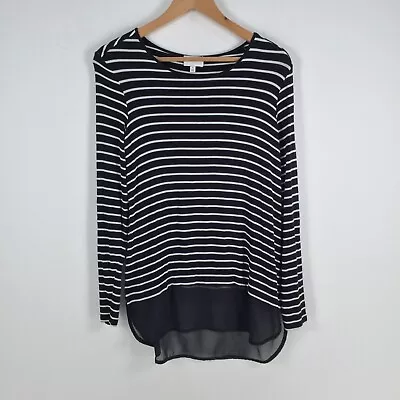 Buy Witchery Womens T Shirt Top Size XS Black Striped Long Sleeve Viscose 022610 • 8.22£