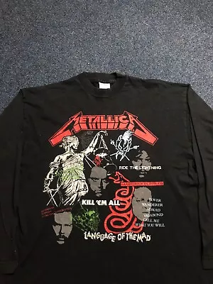 Buy Vintage Metallica Long Sleeve Band Shirt 90s Original XL Screenstars Tour Rock • 95£