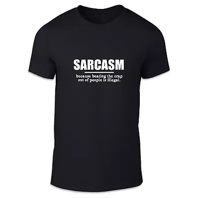 Buy Unisex T-Shirt - Sarcasm 'Cause Beating People Is Illegal - Casual Crewneck Dad • 12.95£