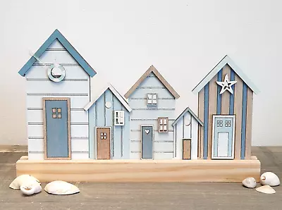 Buy Row Of Cute Wooden Beach Huts. Seaside Holiday Coastal Nautical Seashore Quirky • 7.50£