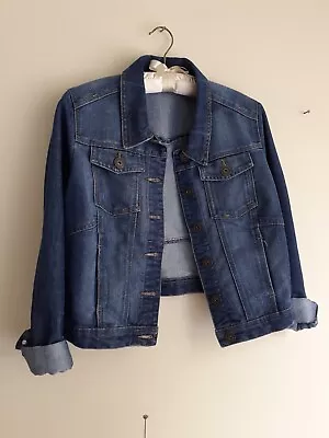 Buy George Cropped Blue Denim Jacket, Size 14. • 5£