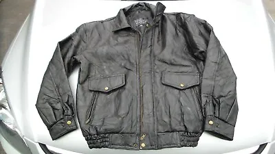Buy BLACK LEATHER JACKET Only Worn Twice LARGE Approx 46  Chest Fully Lined • 39£