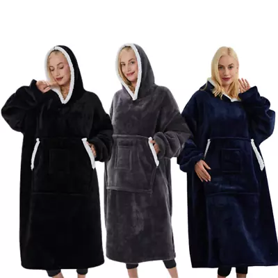 Buy Extra Long Blanket Oversized Hoodie Soft Sherpa Fleece Giant Sweatshirt Adult • 22.99£