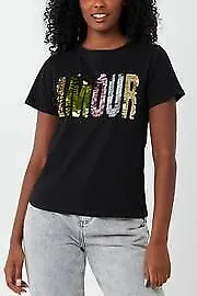 Buy Women's Cotton Sequin AMOUR T-Shirt • 14.95£